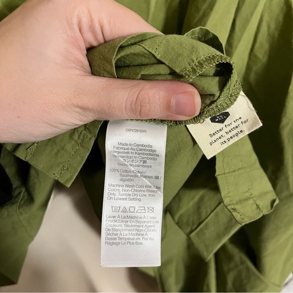 Madewell Poplin Short Sleeve Button Down Shirt Sweet Pine Green Medium N2 - Picture 5 of 8